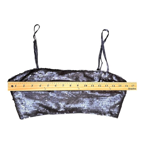 Meek Sequined Crop Top Navy Blue Size M - Picture 5 of 8